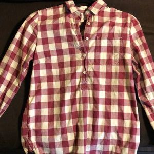 Plaid J.Crew half button up shirt